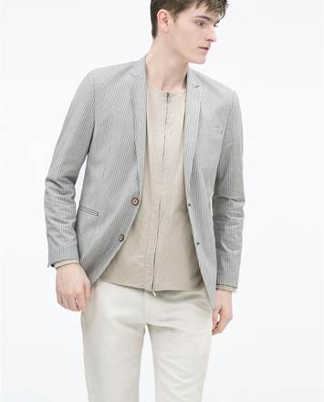 Only & Sons Men's Striped Cotton Blazer